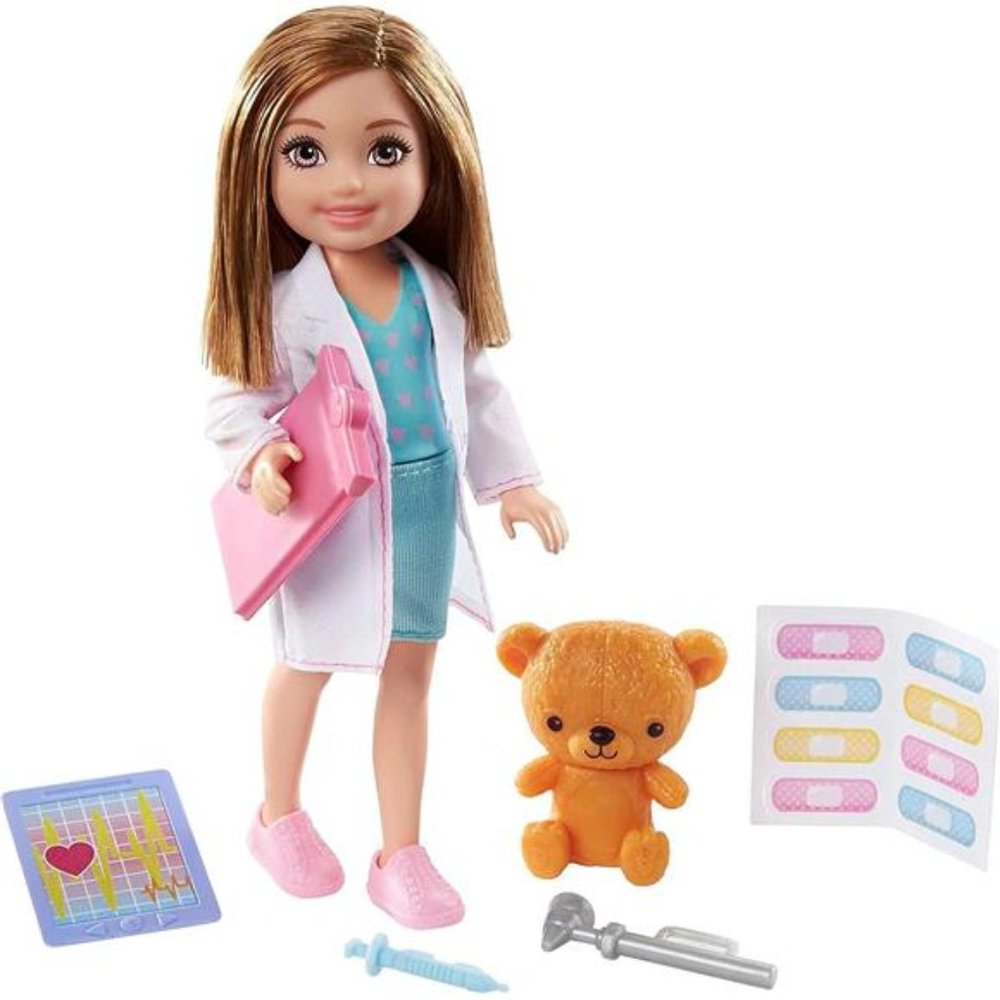 Barbie Doctor Chelsea, Brunette Baby Doll Toy, Great Gift for Girls